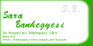 sara banhegyesi business card